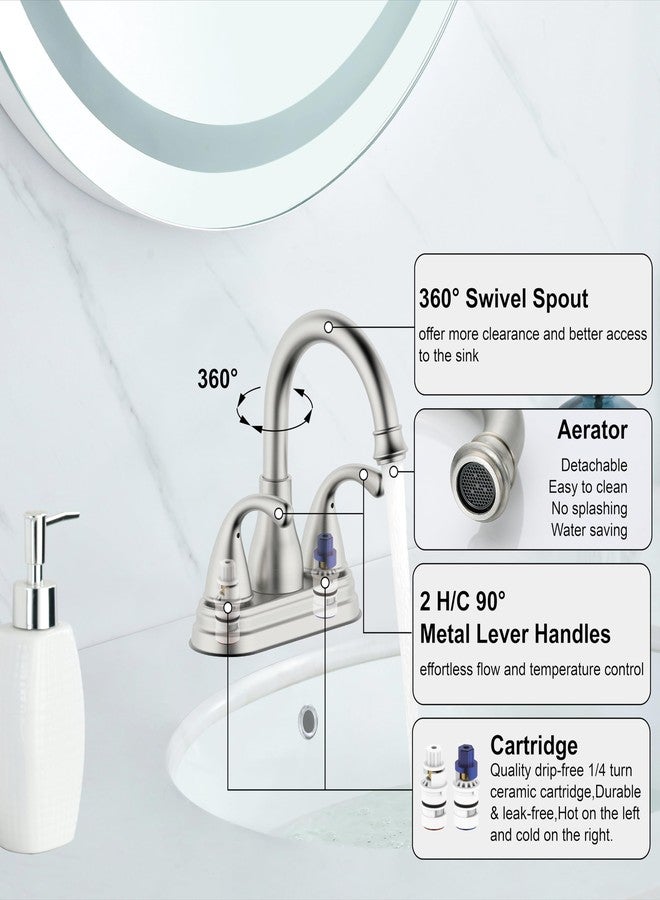Derengge Bathroom Sink Faucet Two-Handle Bathroom Faucet with Pop up Drain,4 Inch Centerset Faucet,Brushed Nickel Finished,LF-BH4505-BN - Image 4