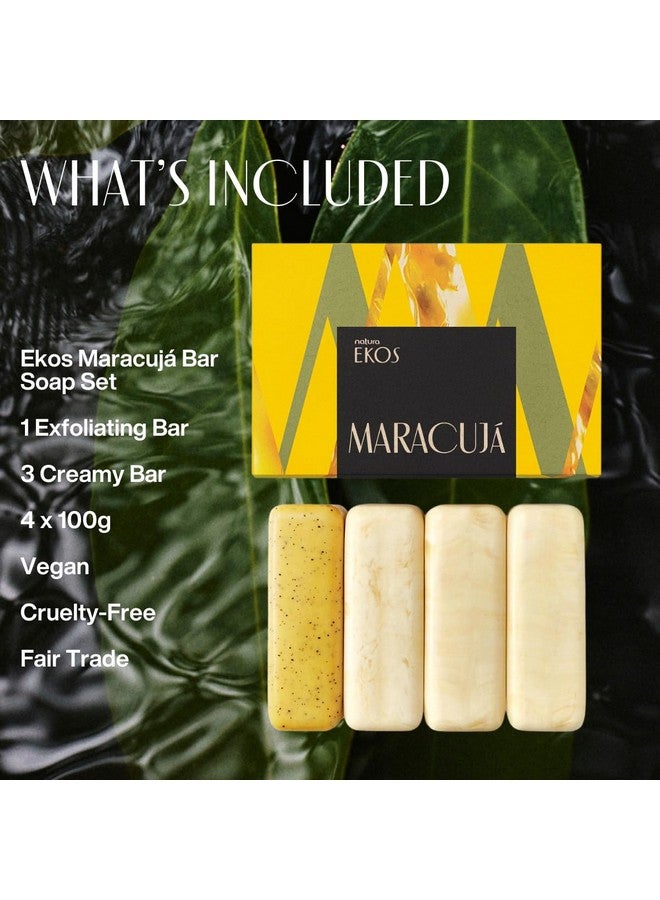 natura - Ekos Maracujá Creamy & Exfoliating Bar Soap Set (4 Pack) - 1 Exfoliating Bar, 3 Creamy Bars - Pure Plant Based Oils - Vegan Skin Care - Brazilian Beauty Secrets - Self Care - 3.5oz (100g) - Image 3