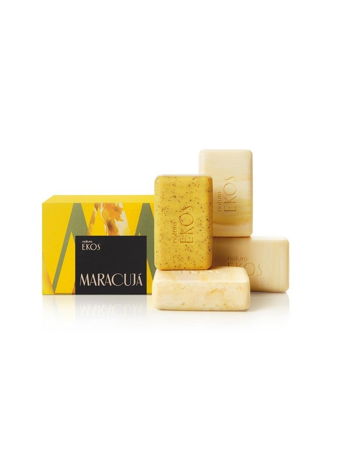 natura - Ekos Maracujá Creamy & Exfoliating Bar Soap Set (4 Pack) - 1 Exfoliating Bar, 3 Creamy Bars - Pure Plant Based Oils - Vegan Skin Care - Brazilian Beauty Secrets - Self Care - 3.5oz (100g)