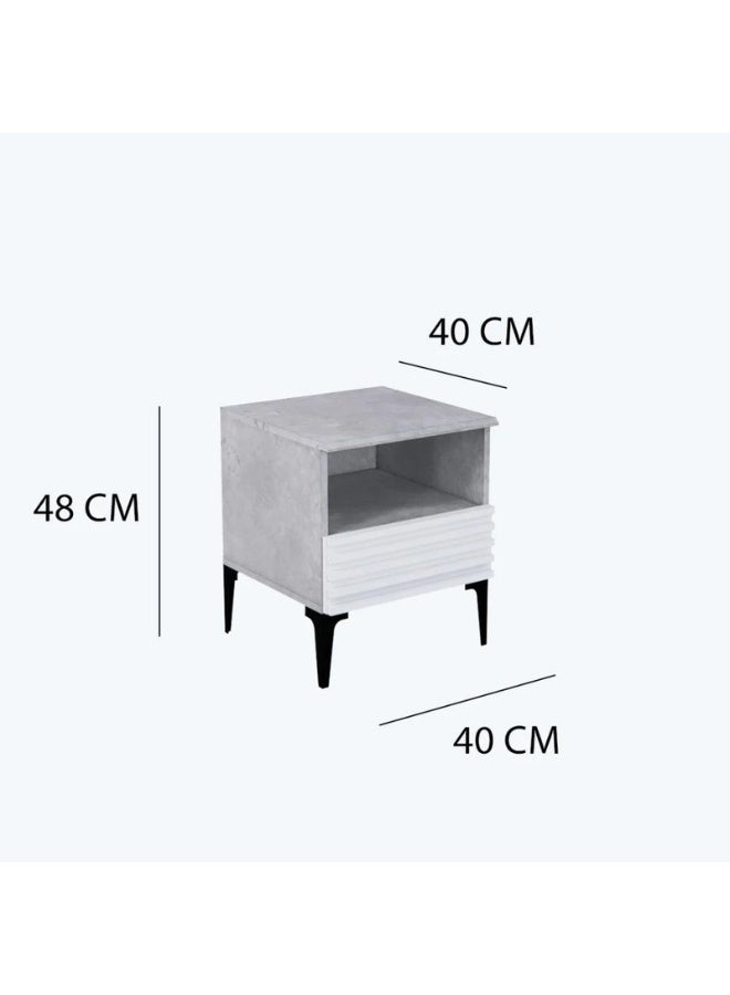 بيتي طاولة السرير الجانبية خشب ماليزي مع درج تخزين - رمادي - Image 4