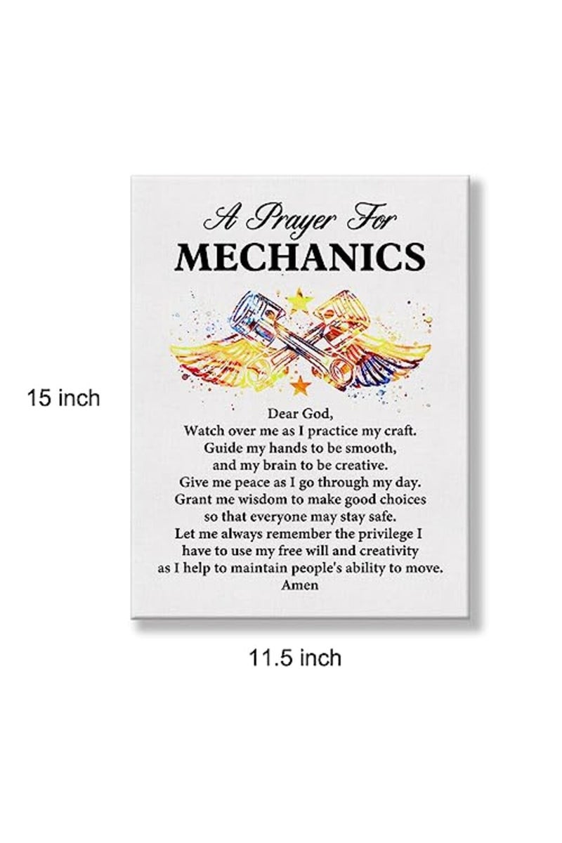 Hijie a Mechanic's Prayer Quote Poster Canvas Wall Art for Office Home Decor - Mechanics Gift Car Repair Professionals Canvas Print Wall Art Painting Ready to Hang - Easel & Hanging Hook 12x15 Inch - Image 3