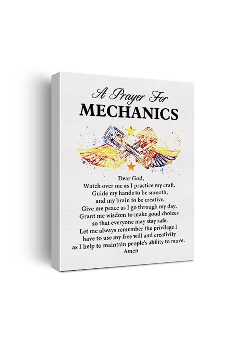 Hijie a Mechanic's Prayer Quote Poster Canvas Wall Art for Office Home Decor - Mechanics Gift Car Repair Professionals Canvas Print Wall Art Painting Ready to Hang - Easel & Hanging Hook 12x15 Inch - Image 2