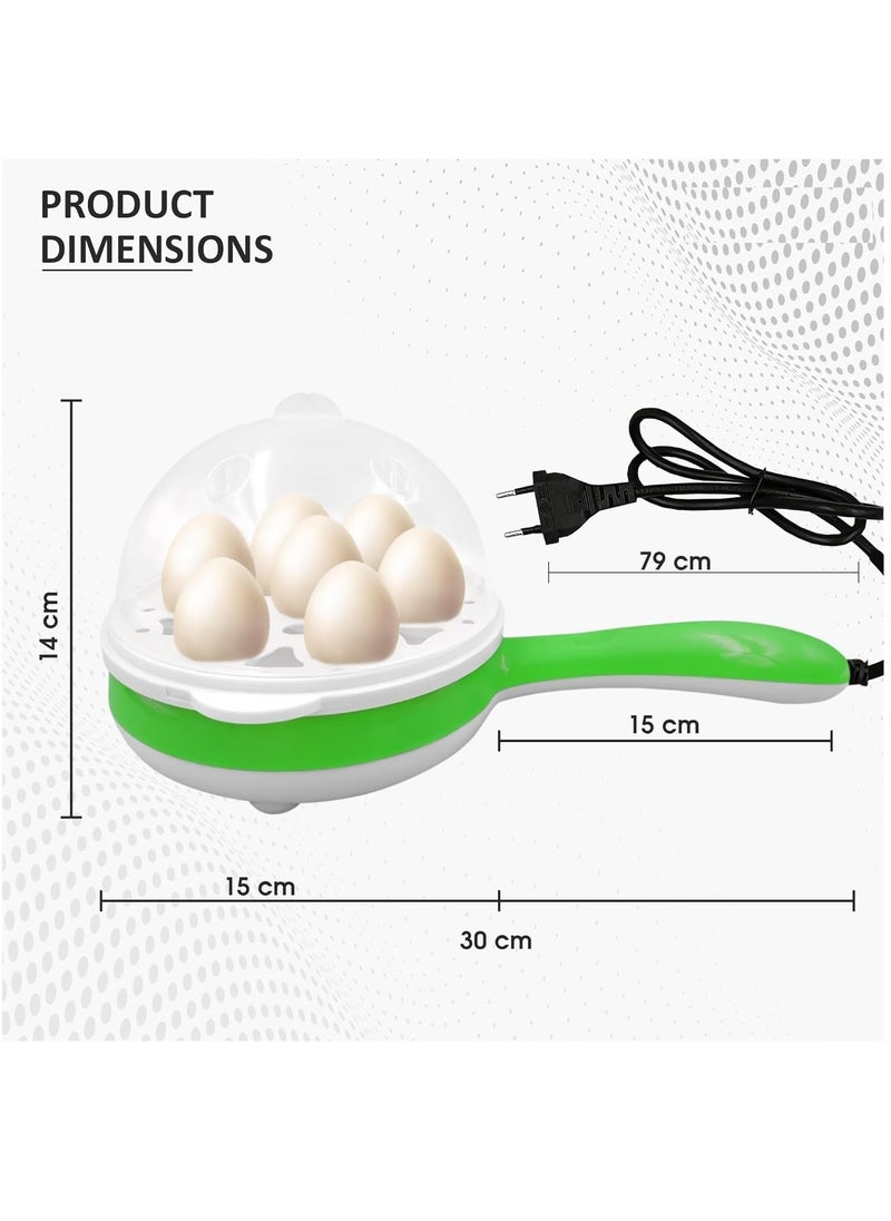 BORTONY - Egg Boiler 2 in 1 Automatic Egg Boiler Multi-Functional Electric Rapid Egg Cooker Non-Stick 7 Pcs Egg Steamer Roaster Omelette Frying Pan Single Layer Egg Boiler With Handle - Image 1