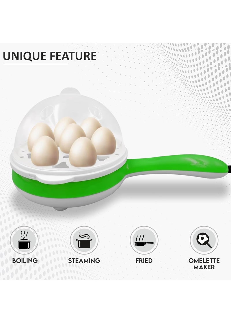 BORTONY - Egg Boiler 2 in 1 Automatic Egg Boiler Multi-Functional Electric Rapid Egg Cooker Non-Stick 7 Pcs Egg Steamer Roaster Omelette Frying Pan Single Layer Egg Boiler With Handle - Image 1