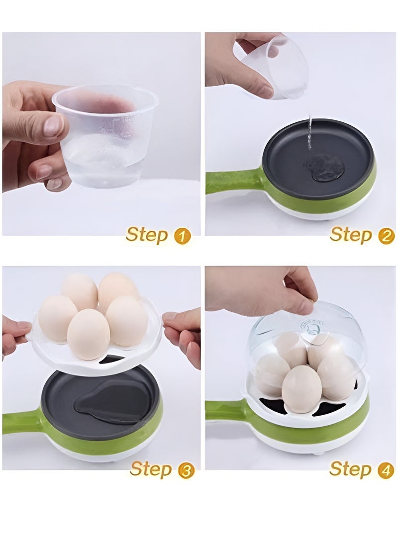 BORTONY - Egg Boiler 2 in 1 Automatic Egg Boiler Multi-Functional Electric Rapid Egg Cooker Non-Stick 7 Pcs Egg Steamer Roaster Omelette Frying Pan Single Layer Egg Boiler With Handle - Image 1