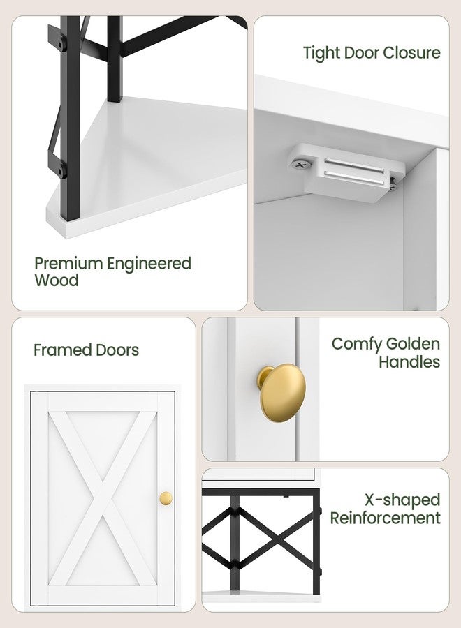 CHOEZON Bathroom Wall Cabinet, Corner Medicine Cabinet, Modern Wall Mount Storage Cabinet with Open Shelf and Adjustable Shelf, Space-Saving, for Bathroom, Kitchen, Living Room, White and Black - Image 5