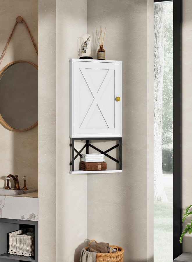 CHOEZON Bathroom Wall Cabinet, Corner Medicine Cabinet, Modern Wall Mount Storage Cabinet with Open Shelf and Adjustable Shelf, Space-Saving, for Bathroom, Kitchen, Living Room, White and Black - Image 2