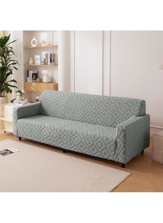 هاوس أوف كويرك غطاء أريكة House of Quirk Universal Triple Seater Jacquard Fabric Diamond Texture Cover 220 GSM غطاء ناعم الملمس للأريكة غطاء أريكة مرن قابل للتمدد (حجري، 185-230 سم) - Image 1