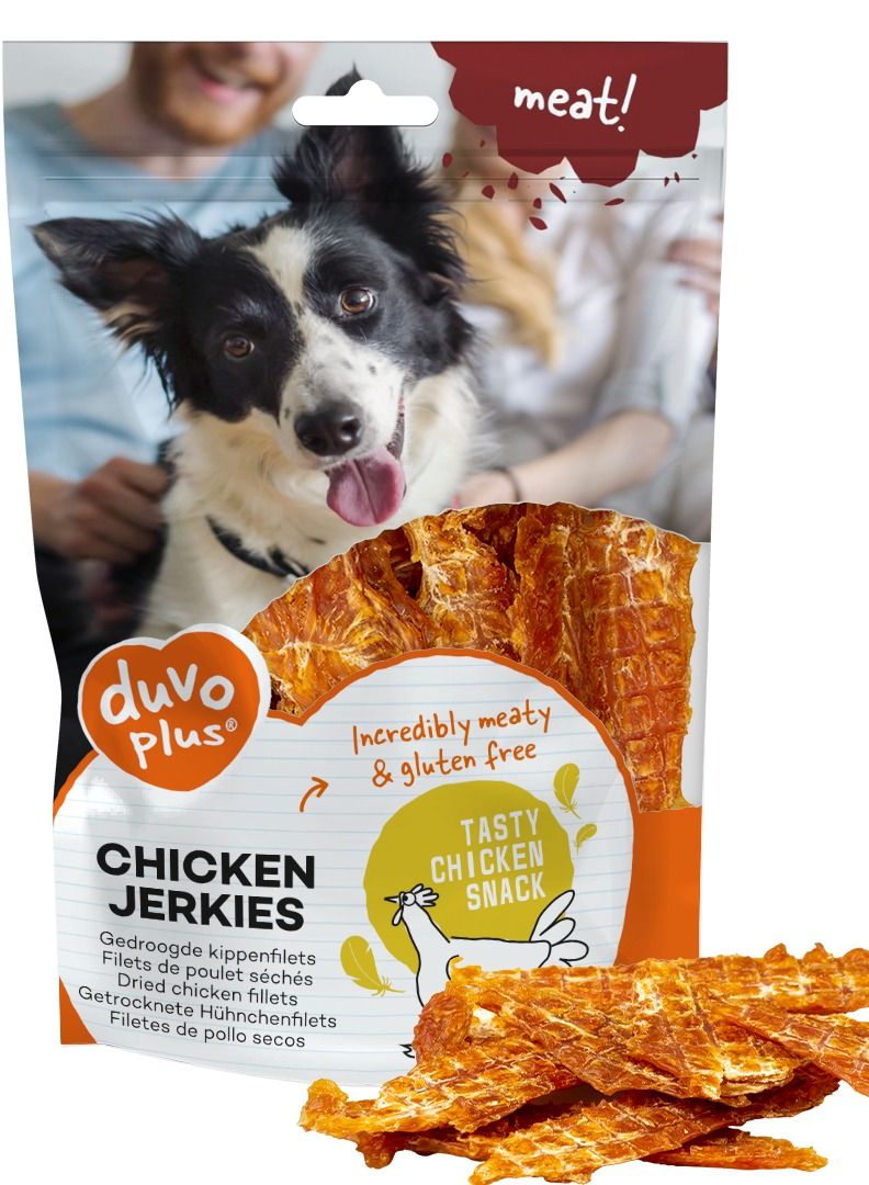 duvo Plus Meat Chicken Jerkies Dog Snack 100g - Image 1