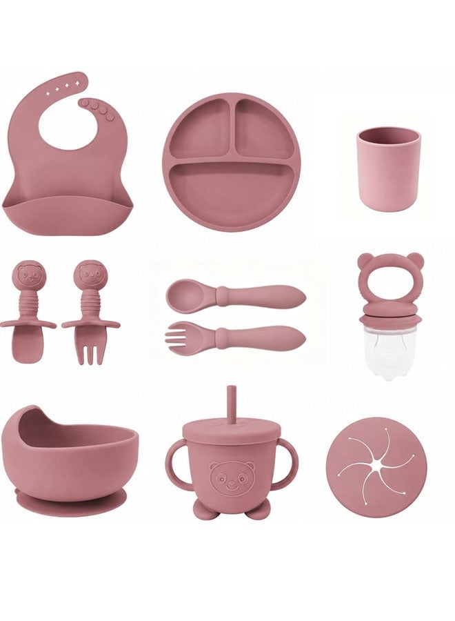 Beauenty Silicone Baby Feeding Set | Baby Led Weaning Supplies Includes Suction Bowls and Divided Plates, Adjustable Bib, Baby Utensils Spoons and Forks,Cup | Baby Feeding Essentials - Image 1