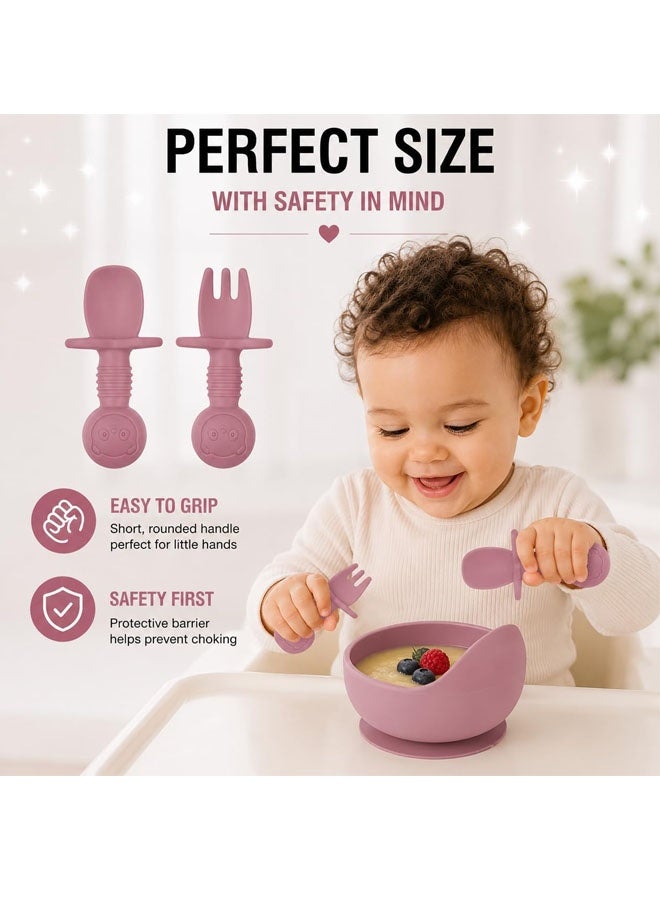 Beauenty Silicone Baby Feeding Set | Baby Led Weaning Supplies Includes Suction Bowls and Divided Plates, Adjustable Bib, Baby Utensils Spoons and Forks,Cup | Baby Feeding Essentials - Image 2