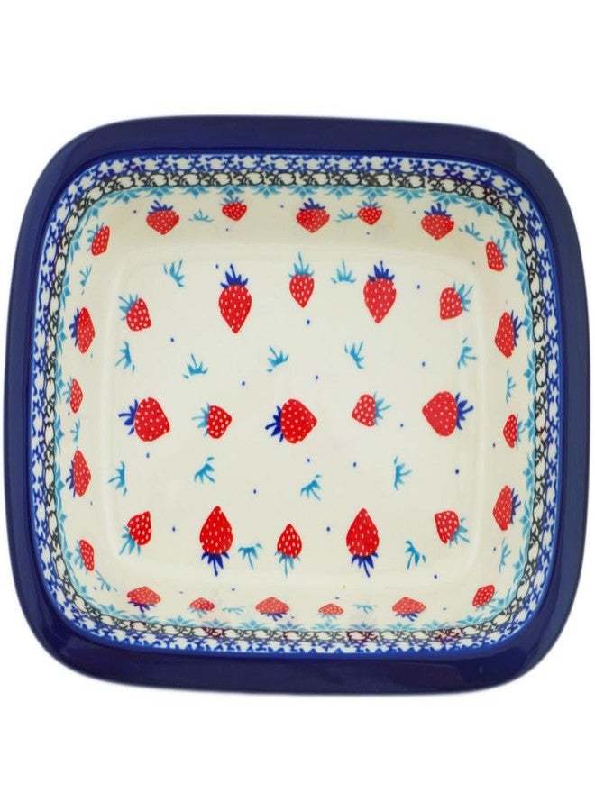 Polmedia Polish Pottery خزف بولميديا البولندي الأصلي، مستطيل الشكل، بتصميم حلاوة الفراولة الحمراء، مصنوع يدويًا في بوليسلاويتس، بولندا، من قبل شركة سيراميكا أرتيستيكنا، مع شهادة أصالة. - Image 2