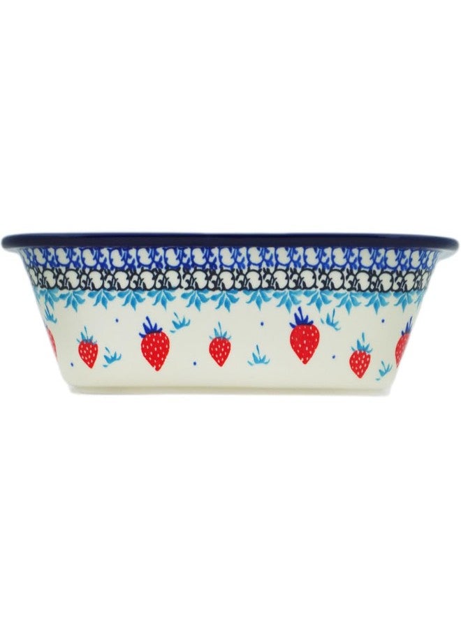 Polmedia Polish Pottery خزف بولميديا البولندي الأصلي، مستطيل الشكل، بتصميم حلاوة الفراولة الحمراء، مصنوع يدويًا في بوليسلاويتس، بولندا، من قبل شركة سيراميكا أرتيستيكنا، مع شهادة أصالة. - Image 3