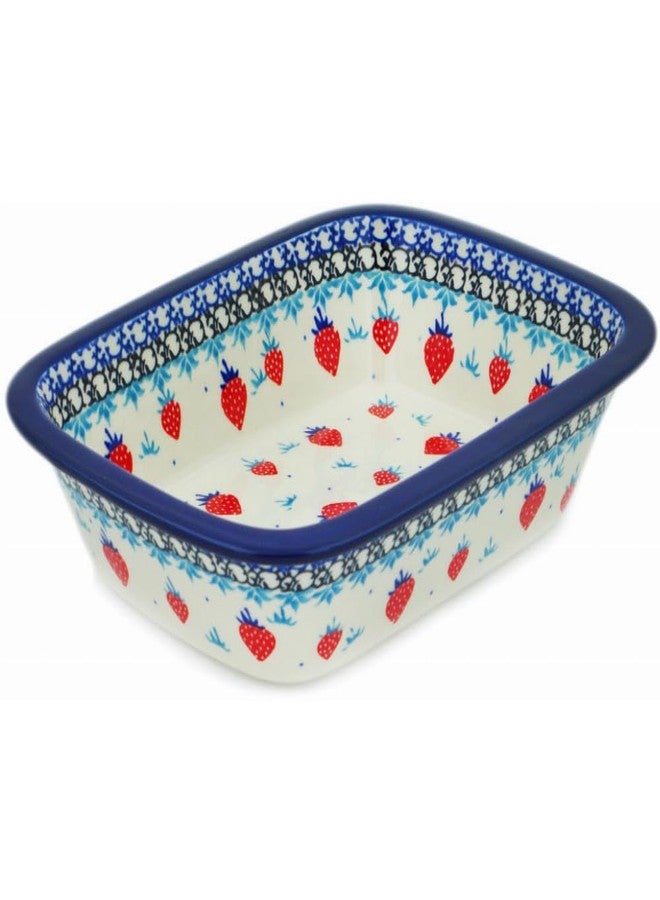 Polmedia Polish Pottery خزف بولميديا البولندي الأصلي، مستطيل الشكل، بتصميم حلاوة الفراولة الحمراء، مصنوع يدويًا في بوليسلاويتس، بولندا، من قبل شركة سيراميكا أرتيستيكنا، مع شهادة أصالة. - Image 1