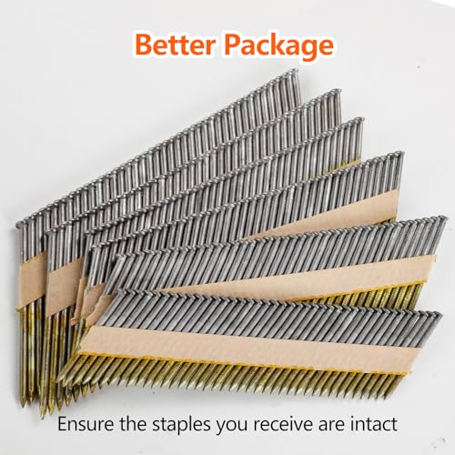 SITLDY 34-30 Degree Framing Nails 4 Sizes (2"+2-1/2"+3.0" Ring+3-1/2" Smooth), D Head Hot Dipped Galvanized Paper Tape Strip Nails, 80 PCS per Size, 320 Count, for 30 to 34 Degree Framing Nailer - Image 4