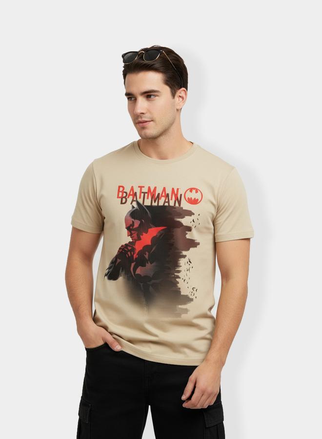 Batman Men Beige Batman Short Sleeve T-Shirt - Image 1