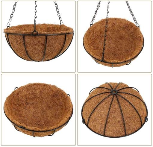 Tim Tim Agro Hanging Baskets for Plants Outdoor(10 inch 2 Pack)- Coconut Coir Hanging Planters Outdoor,Metal Wire Baskets with Coco Liner, Hanging Pots for Plants Indoor, Hanging Flower Pots for Railings (2) - Image 3