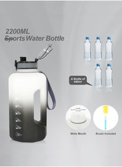 GEMFUL 2.2l Big Water Bottle 2.2 Litre with Handle Leak Proof BPA Free Large Capacity Daily Drinks Jug for Gym Fitness Sport Outdoor  - Image 4