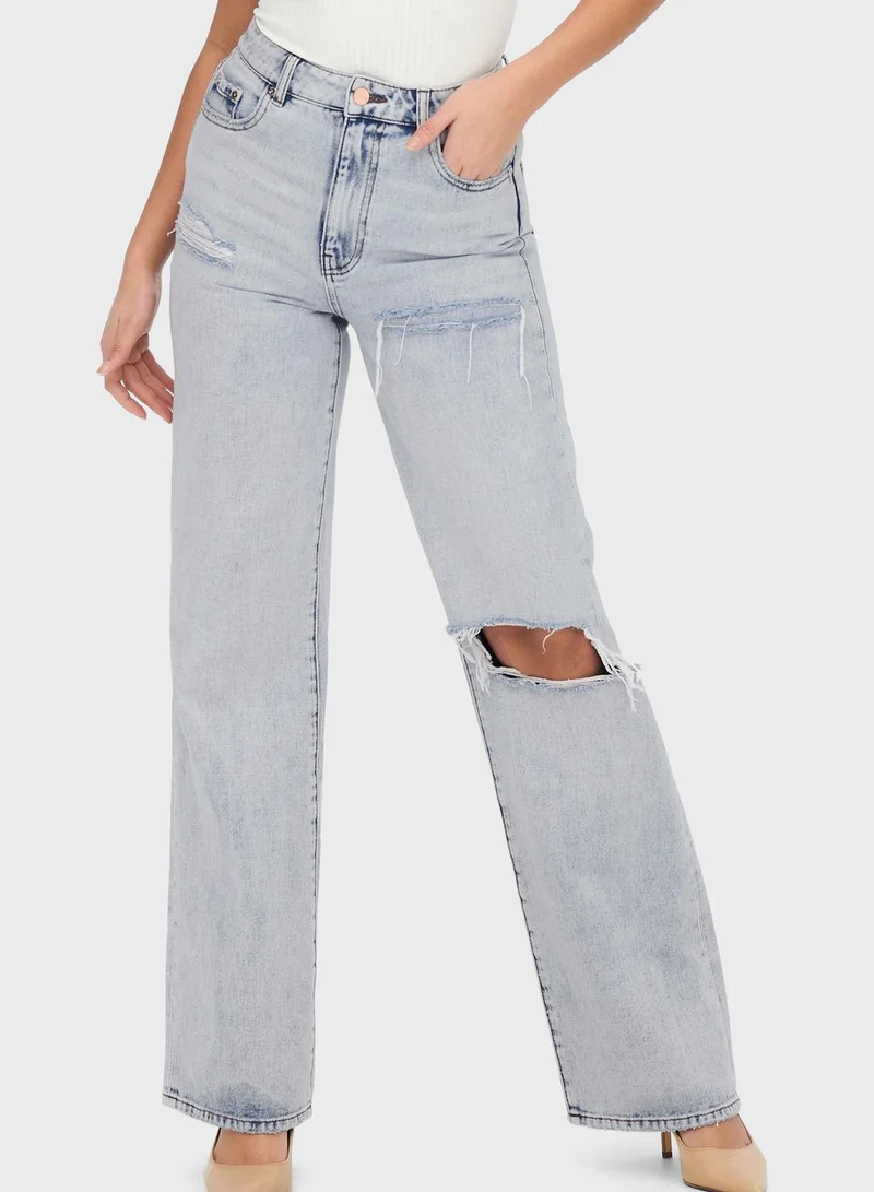 ONLY Ripped High Waist Jeans