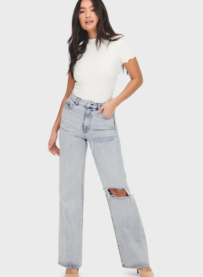 ONLY Ripped High Waist Jeans