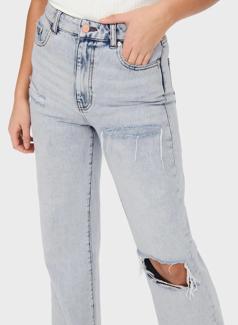 ONLY Ripped High Waist Jeans