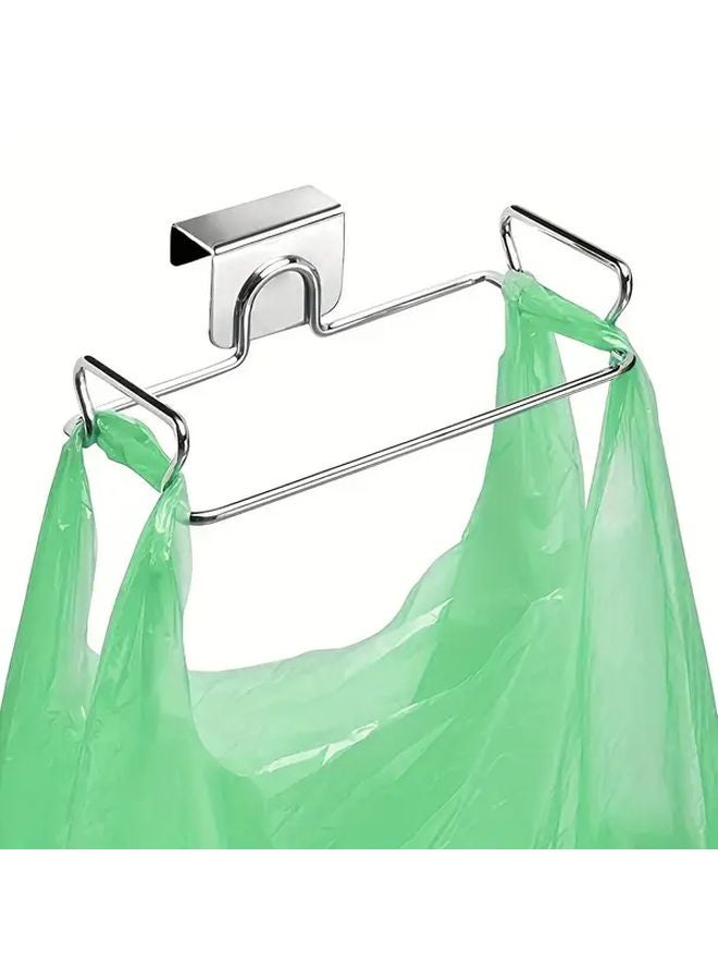 Stainless Steel Wall Mounted Garbage Bag Holder No Punch Plastic Bag Organizer 1pc - Image 2