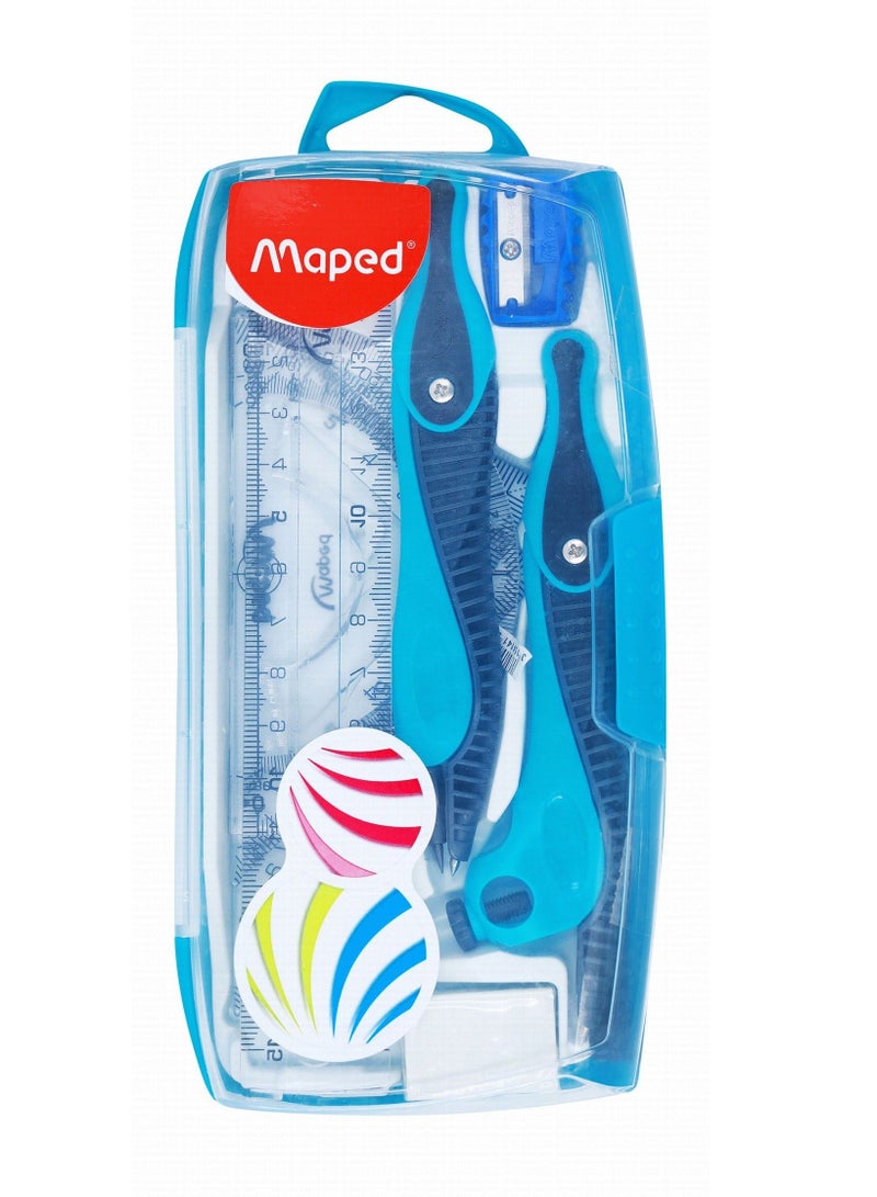 9-Piece Plastic Geometry Set Blue