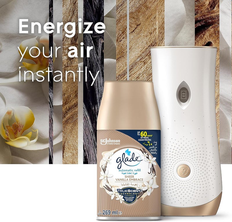 Glade Automatic Air Freshener Spray Refill Sheer Vanilla Embrace Scent, 269ml - Image 2