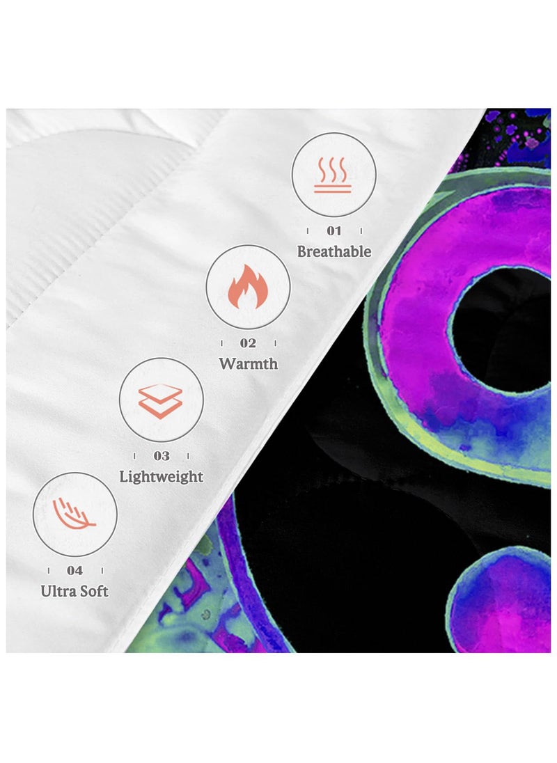 Sleepwish Sleepwish Colorful Yin Yang Twin Size Comforter Set Purple Turquoise Bedding Set 4 Pieces Psychedelic Splash Bubbles Bed Set with 2 Pillow Cases 1 Cushion Cover  - Image 4