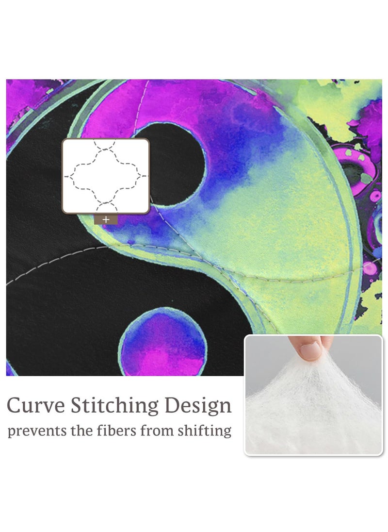 Sleepwish Sleepwish Colorful Yin Yang Twin Size Comforter Set Purple Turquoise Bedding Set 4 Pieces Psychedelic Splash Bubbles Bed Set with 2 Pillow Cases 1 Cushion Cover  - Image 5