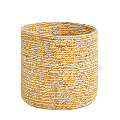 LaVichitra Braided Cotton Baskets | Planter Basket- Set of 2 (6 Inch), Yellow - Image 4