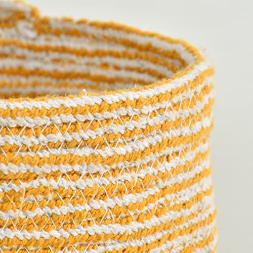 LaVichitra Braided Cotton Baskets | Planter Basket- Set of 2 (6 Inch), Yellow - Image 5