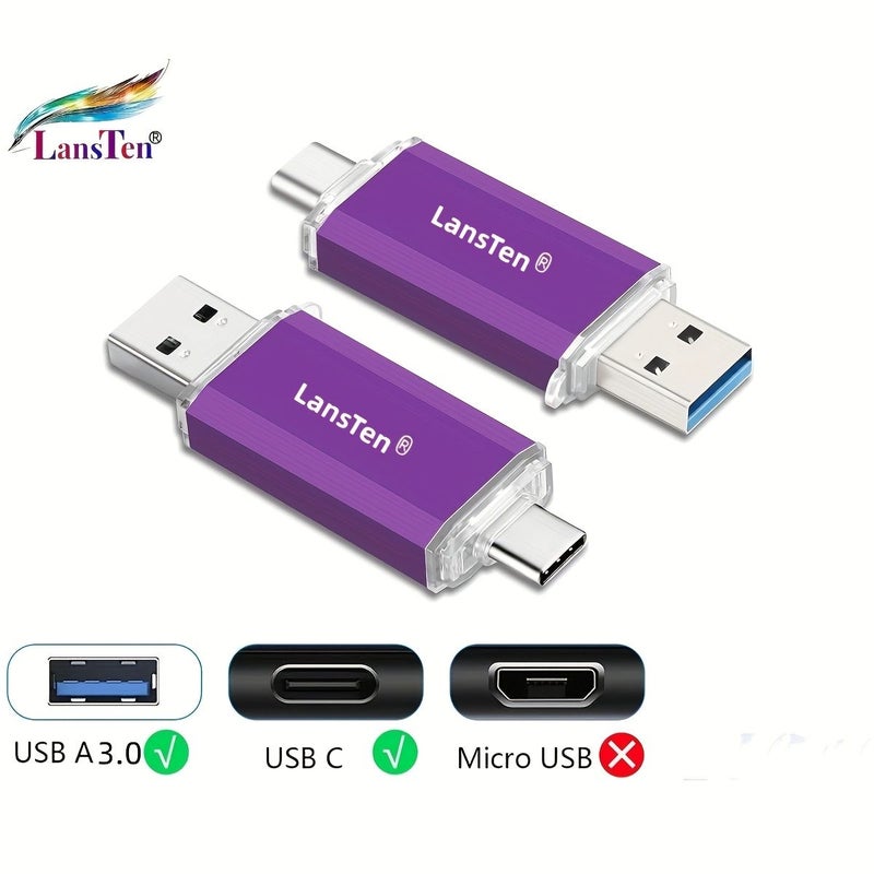 محرك أقراص فلاش USB C سعة 32 جيجابايت بلون أخضر ثنائي المنفذ متوافق مع USB 3.0 - Image 4