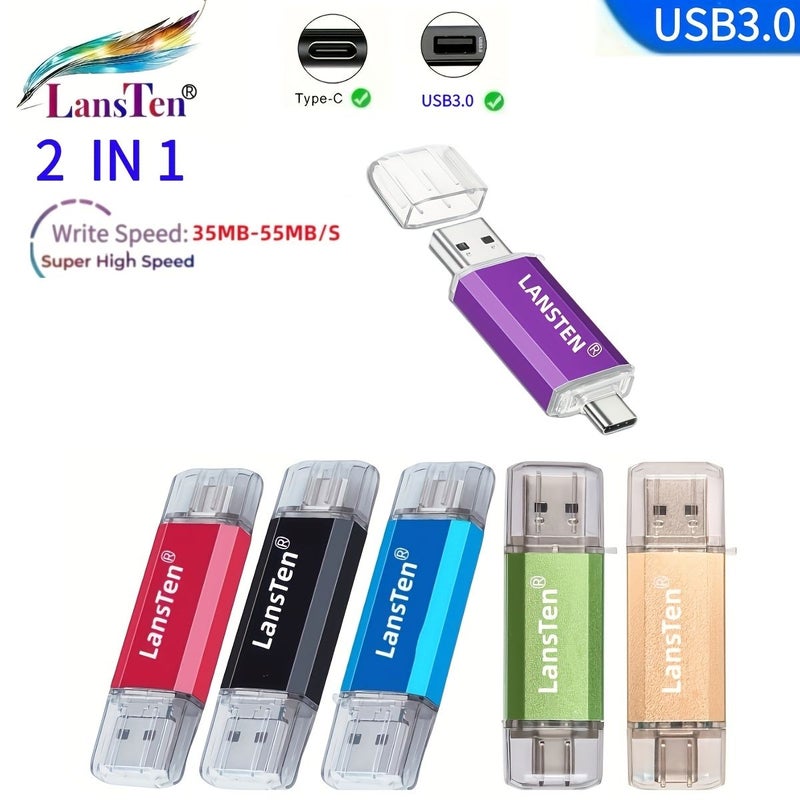 محرك أقراص فلاش USB C سعة 32 جيجابايت بلون أخضر ثنائي المنفذ متوافق مع USB 3.0 - Image 5