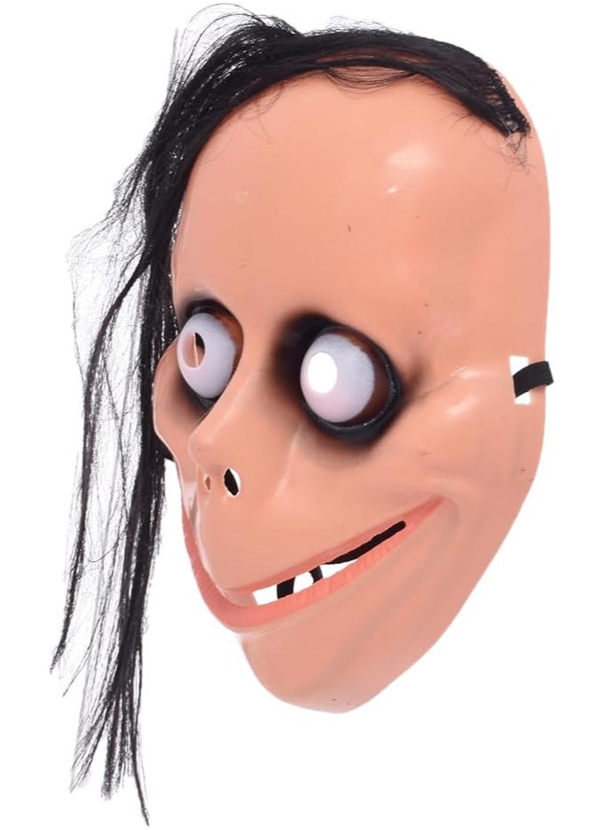 Plastic Full Face Halloween Mask With Scary Smile Design And Elastic Strap For Masquerade - Multi Color