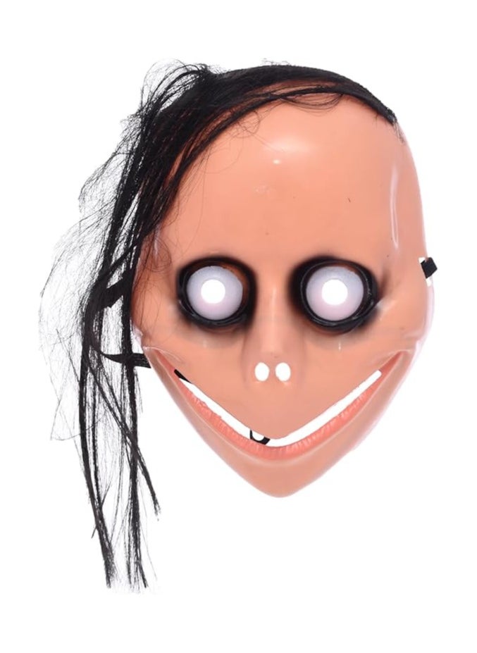 Plastic Full Face Halloween Mask With Scary Smile Design And Elastic Strap For Masquerade - Multi Color