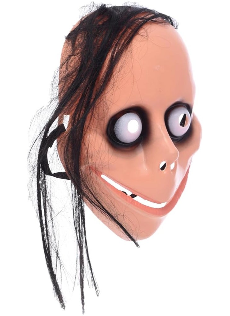 Plastic Full Face Halloween Mask With Scary Smile Design And Elastic Strap For Masquerade - Multi Color