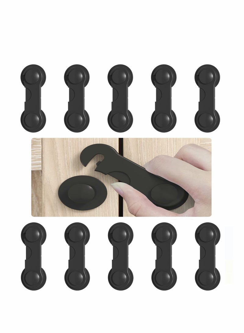 Excefore Child Safety Locks, Baby Safety Latches with Strong Adhesive for Cabinet Drawer Doors, No Drilling for Locks - 10 Pack 3M Adhesive - Image 1