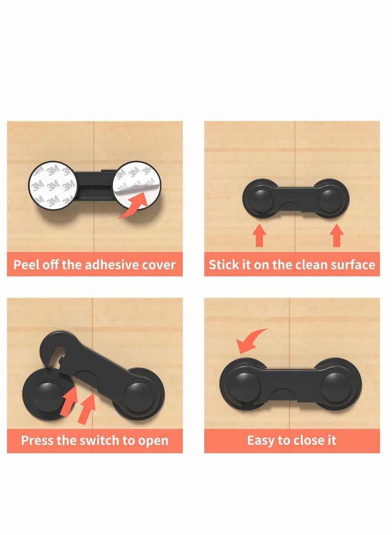 Excefore Child Safety Locks, Baby Safety Latches with Strong Adhesive for Cabinet Drawer Doors, No Drilling for Locks - 10 Pack 3M Adhesive - Image 4