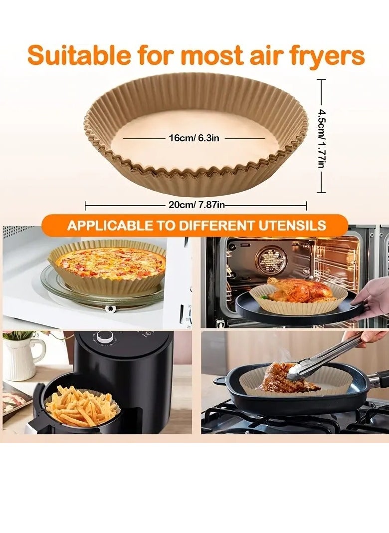 PAMEER - 50 Pieces Air Fryer Disposable Paper Liners 16cm, Round Baked Silicone Oil Paper, Non-Stick Parchment Paper, No Leakage, Air Fryer Special Paper Tray, Oil Proof And Waterproof  Food Grade Liner. - Image 1