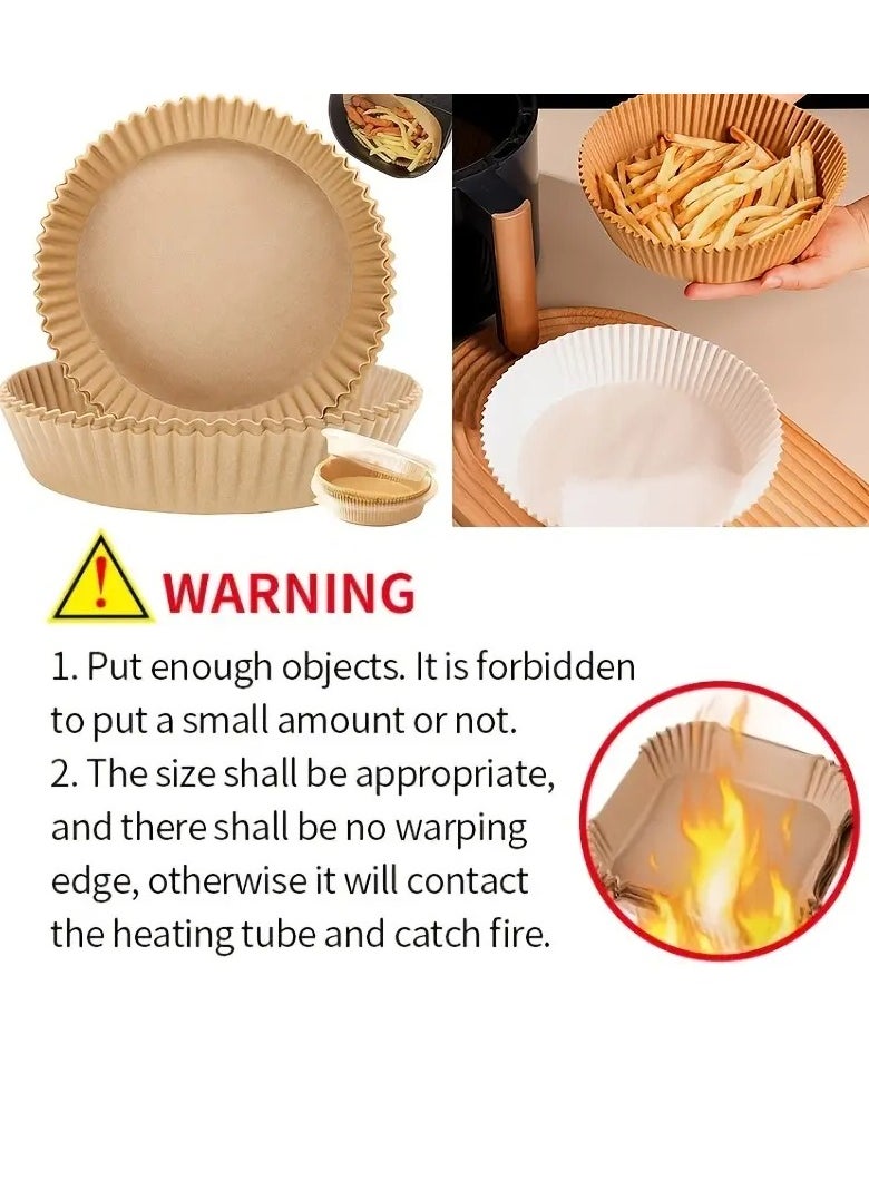 PAMEER - 50 Pieces Air Fryer Disposable Paper Liners 16cm, Round Baked Silicone Oil Paper, Non-Stick Parchment Paper, No Leakage, Air Fryer Special Paper Tray, Oil Proof And Waterproof  Food Grade Liner. - Image 1