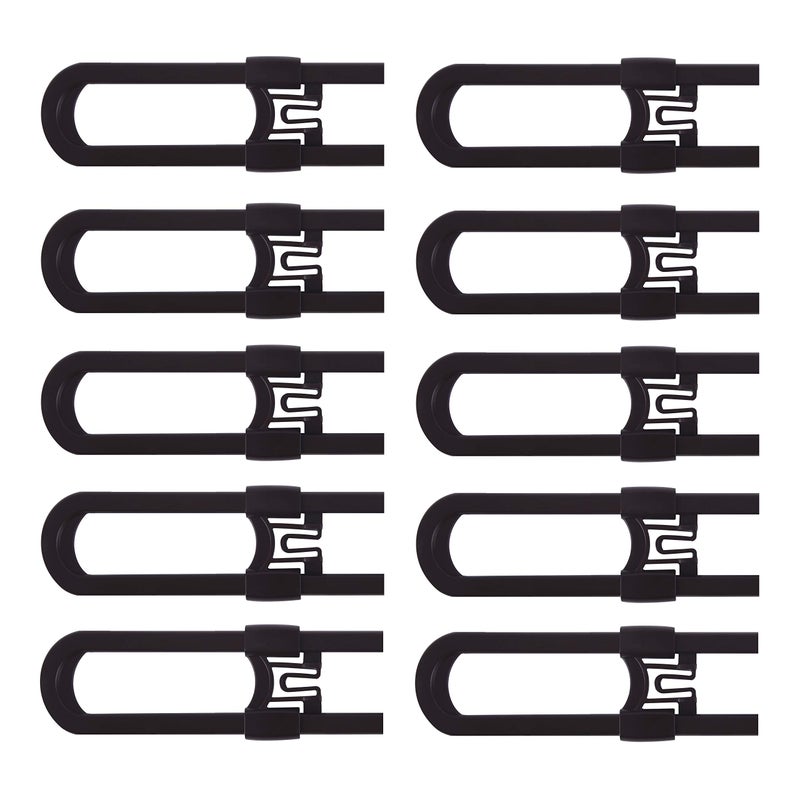 CUTESAFETY - Sliding Cabinet Locks Baby Proofing - Adjustable Child Safety Latches for Knobs & Handles - 10 Pack - No Adhesive Drilling or Tools - Brown - Image 1