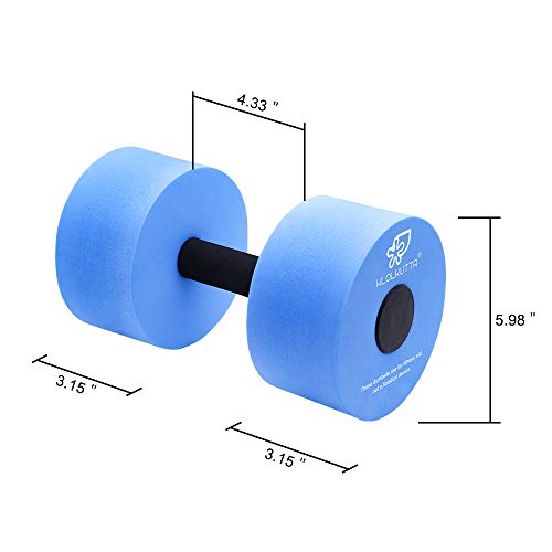 KLOLKUTTA Water Dumbbells, Blue Aqua Dumbbells Set High-Density EVA-Foam Dumbell Resistance for Water Aerobics Fitness and Pool Exercises - Image 2