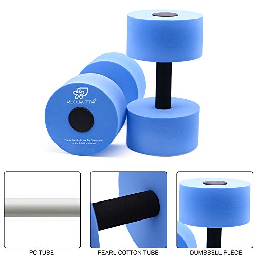 KLOLKUTTA Water Dumbbells, Blue Aqua Dumbbells Set High-Density EVA-Foam Dumbell Resistance for Water Aerobics Fitness and Pool Exercises - Image 3