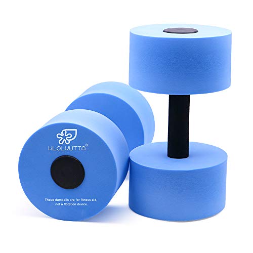 KLOLKUTTA Water Dumbbells, Blue Aqua Dumbbells Set High-Density EVA-Foam Dumbell Resistance for Water Aerobics Fitness and Pool Exercises - Image 1