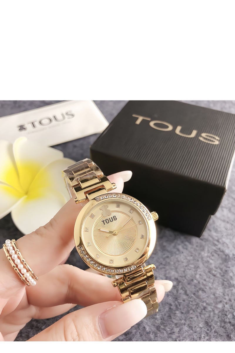 TOUS Gold - Tone Watch: Diamond Bezel  Bear Dial