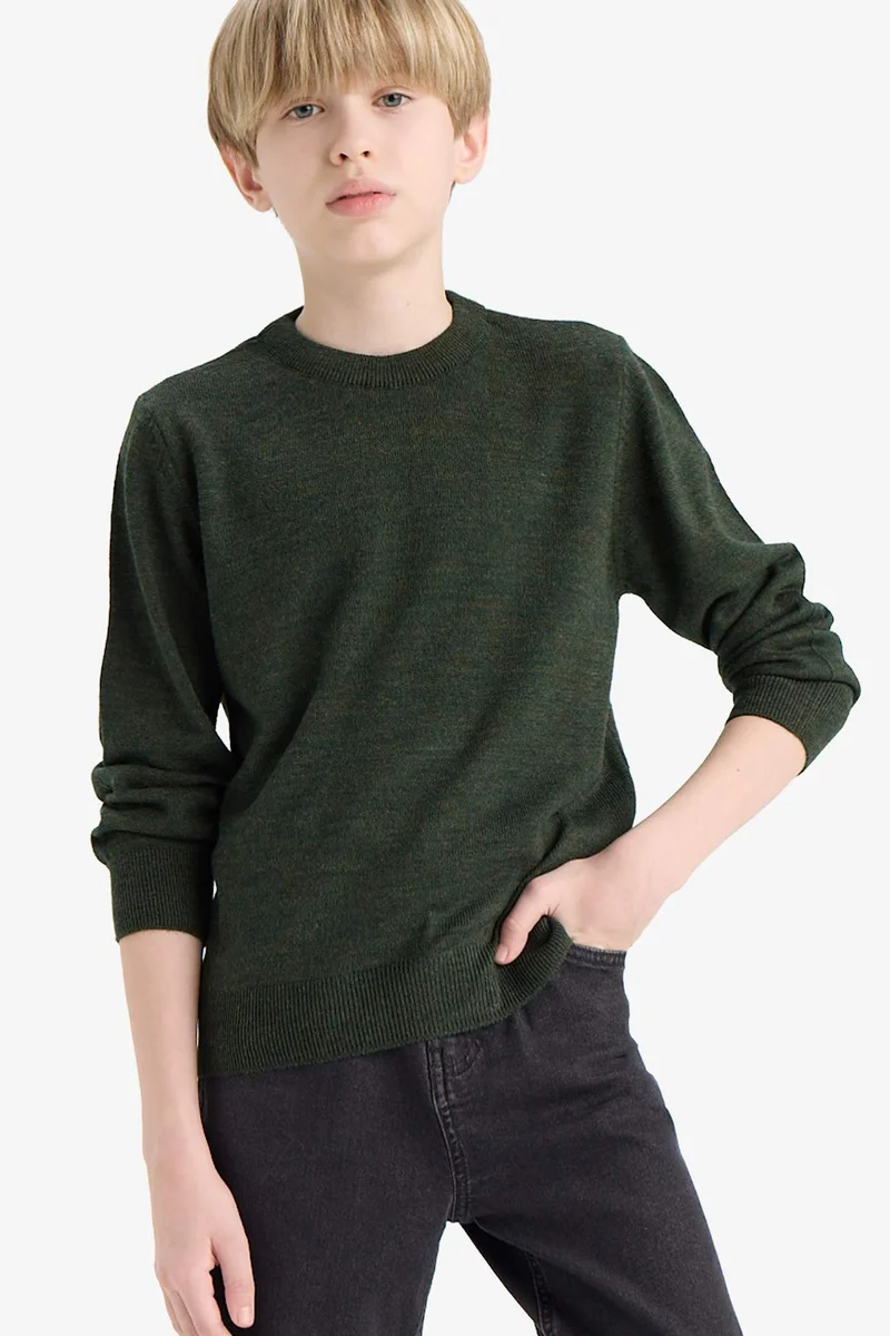 ديفاكتو Boy Regular Fit Crew Neck Knit Pullover