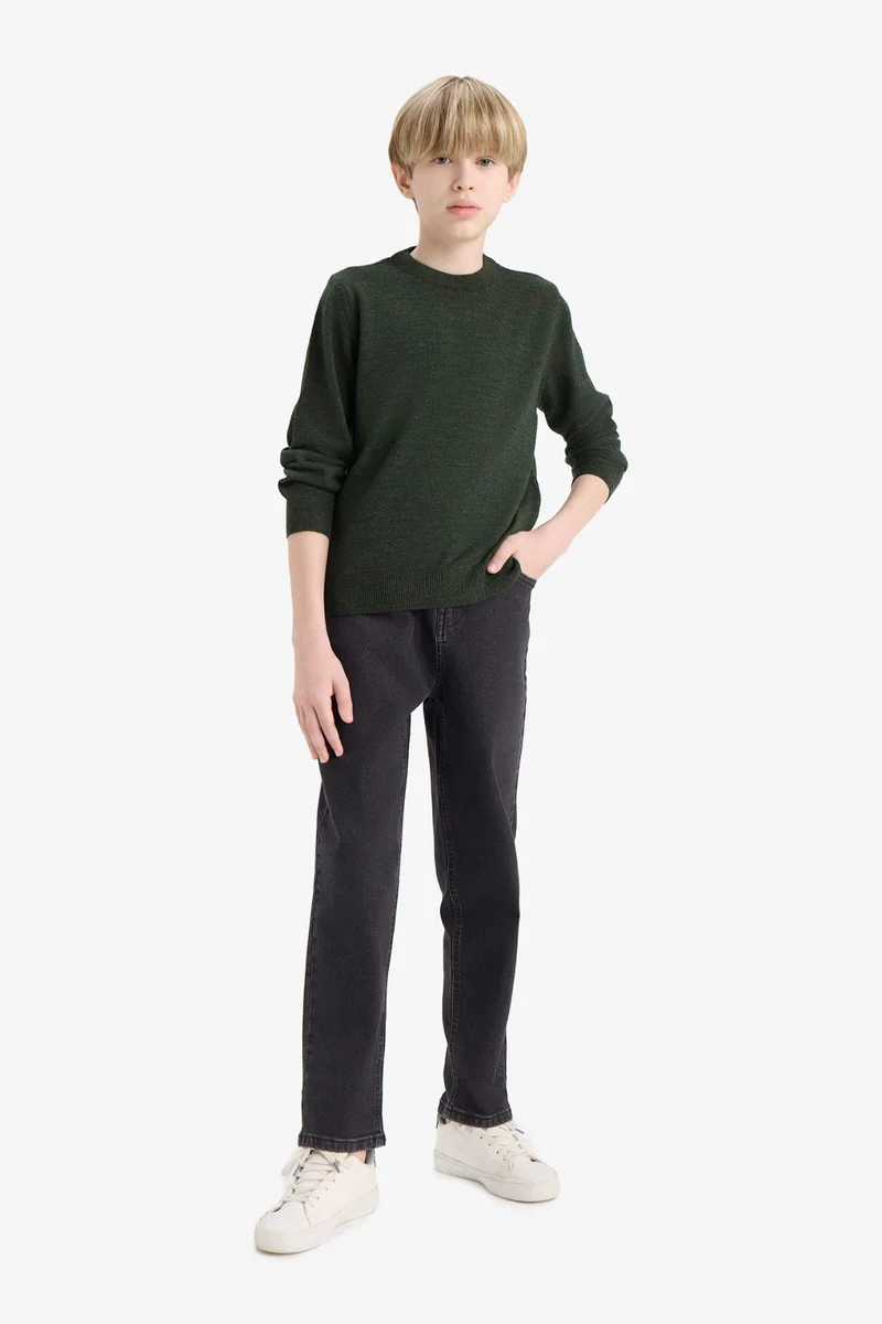 ديفاكتو Boy Regular Fit Crew Neck Knit Pullover