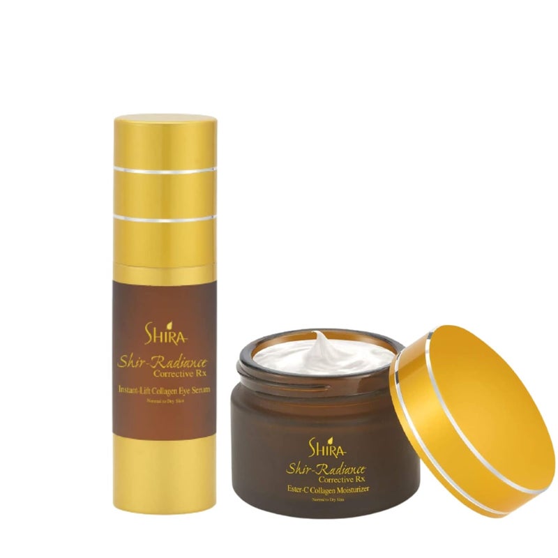 SHIRA Organic Face Essentials Set Ester C Collagen Moisturizer 50ml Instant Lift Collagen Eye Serum 30ml AntiAging Skincare with Vitamin C for Hydration Firmness and Youthful Glow - Image 1