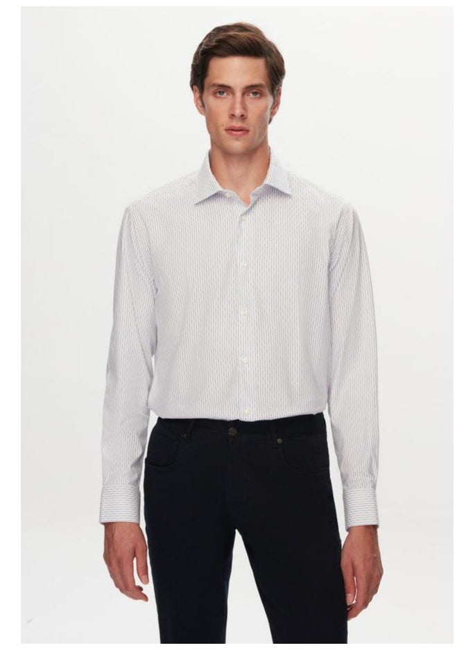 D'S DAMAT Ds Damat Regular Fit Navy Blue Striped Shirt  - Image 1